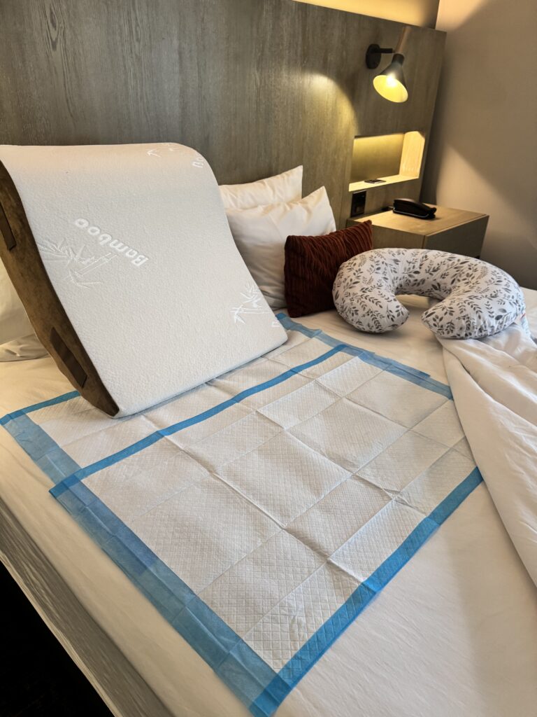 hotel room set up for recovery